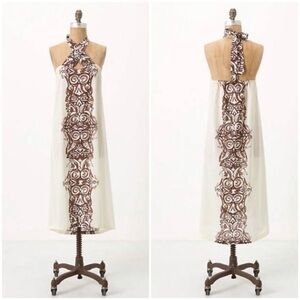 Anthropologie Mermaid Cream and Brown Dress